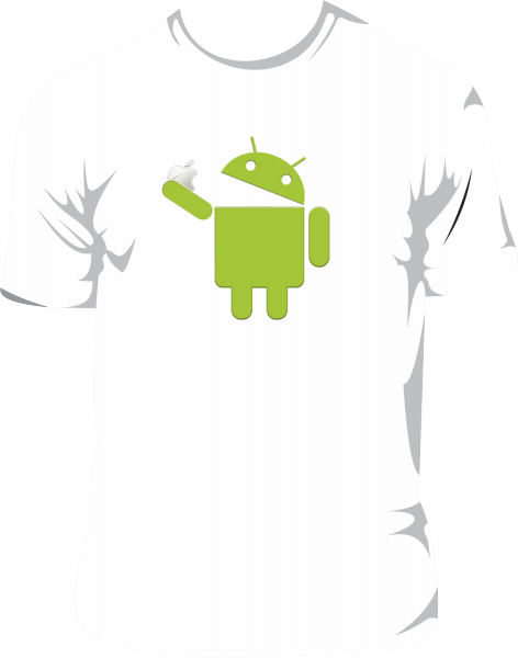 Camiseta - Android comendo Apple